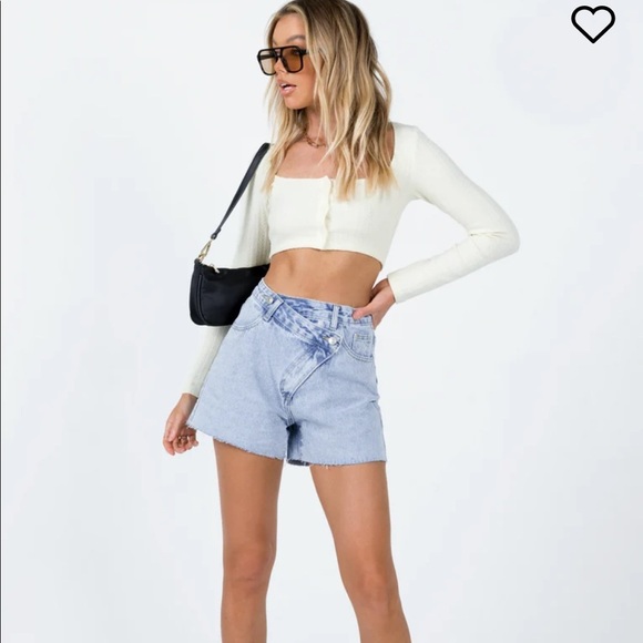 Princess Polly Danisa Denim Shorts Criss Cross NWT - Picture 2 of 6